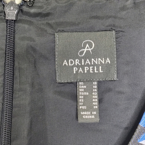 Adrianna Papell Floral Blue and Black Sleeveless  Dress Sz 10 With Pockets - Picture 2 of 15